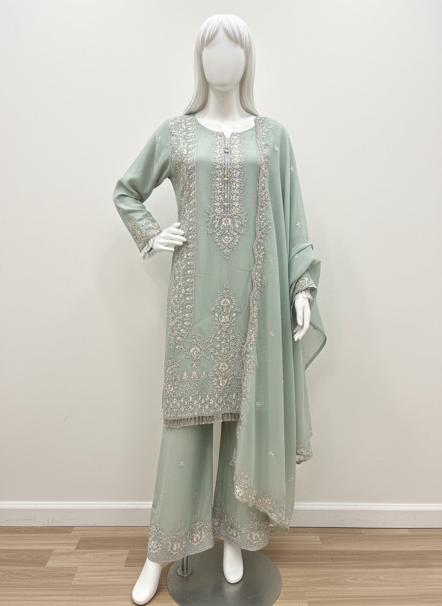 SHAFFON EMBROIDERED 3 PC STITCHED