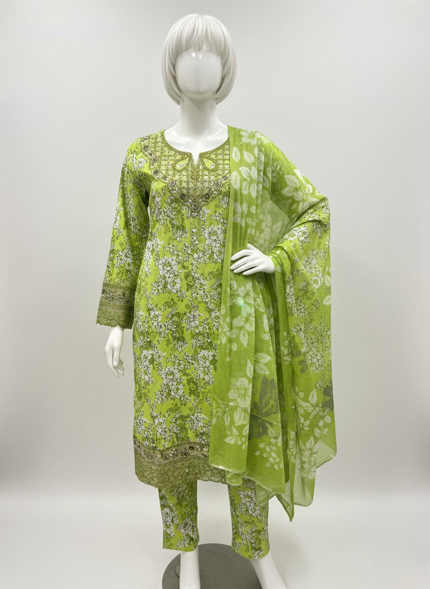 LAWN PRINTED EMBROIDERED 3 PC STITCHED