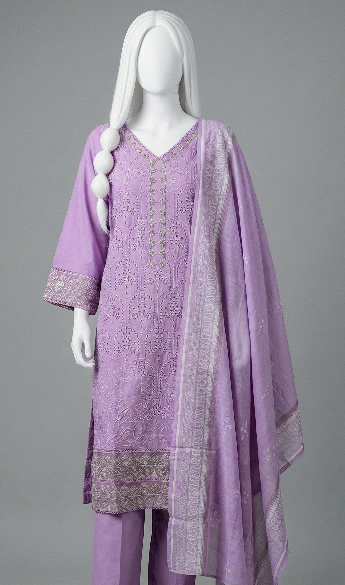 LONG SHIRT VISCOSE EMBROIDERED 3PC STITCHED