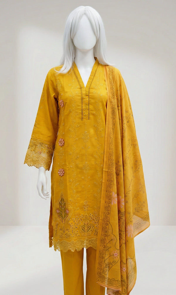 LONG SHIRT VISCOSE  EMBROIDERY 3PC STITCHED