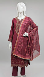 LONG SHIRT COTTON EMBROIDERED 3PC STITCHED