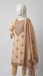 PLAIN COTTON 3PC EMBRIODERED STITCHED