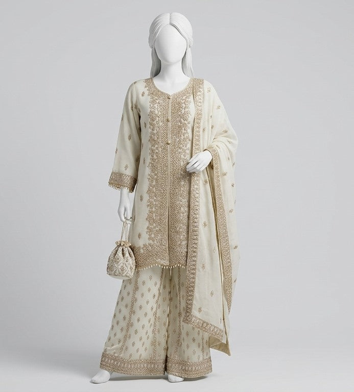 CHIFFON HEAVY EMBRIOERED 3PC STITCHED