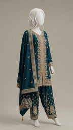 CHIFFON HEAVY EMBRIOERED 3PC STITCHED