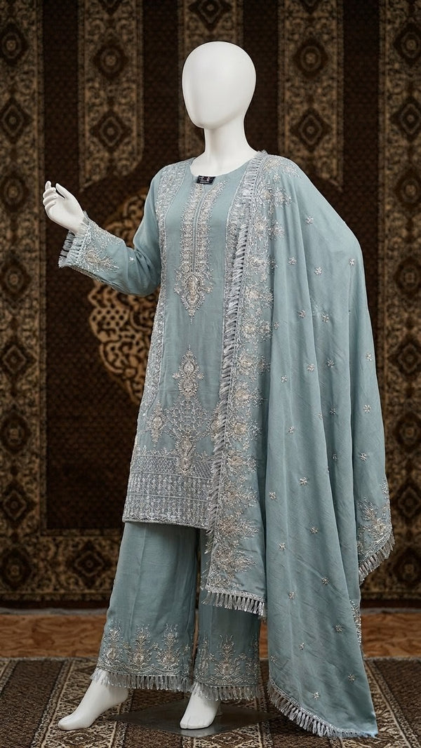 CHIFFON HEAVY EMBROIDERED 3PC STITCHED