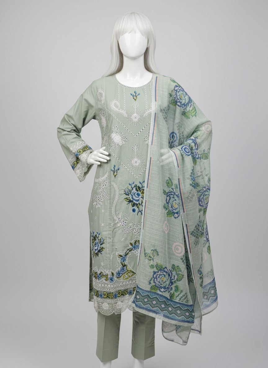 COTTON EMBROIDERED 3 PC STITCHED