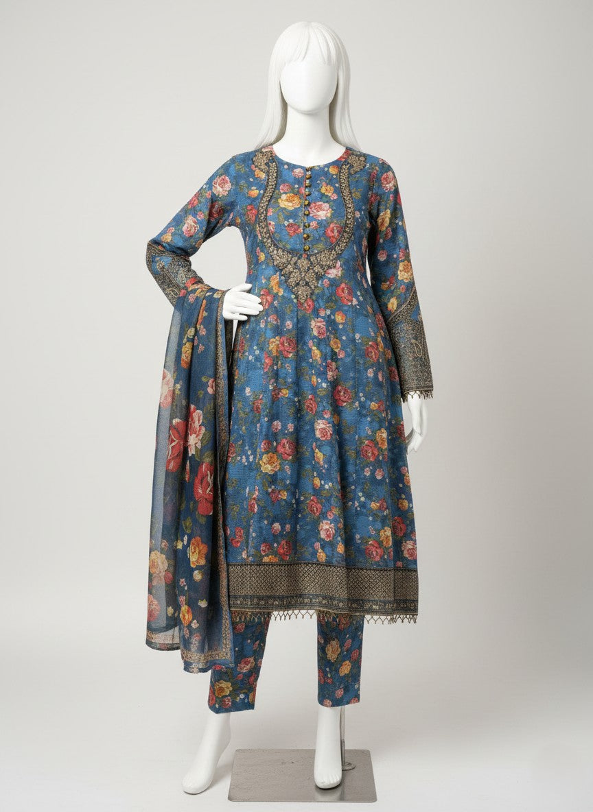 DORI LAWN EMBROIDERED FROCK 3 PC STITCHED&nbsp;