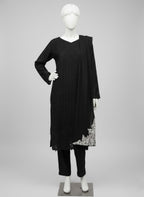 BLACK SHAFFON EMBROIDERED 3 PC STITCHED