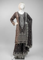 SHAFFON EMBROIDERED & PASTE WORK 3 PC STITCHED