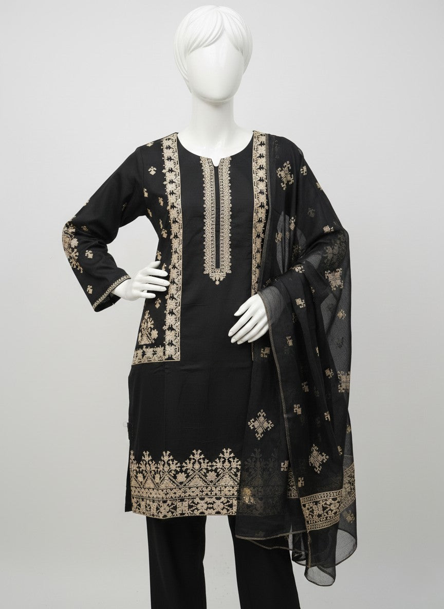 KHADI COTTON EMBROIDERED 3 PC STITCHED