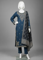 COTTON EMBROIDERED LONG SHIRT 3 PC STITCHED